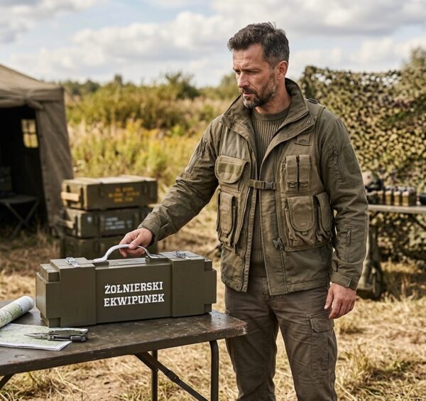 Prezent dla żołnierza odchodzącego na emeryturę - Skrzynka na alkohol – Żołnierski Ekwipunek  ZESTAW PREMIUM