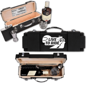 Gadżet dla motocyklisty – skrzynka na alkohol LIVE TO RIDE widok z przodu