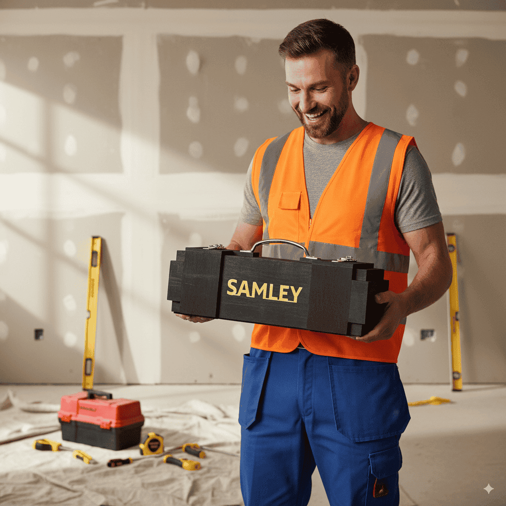 Drewniana skrzynka z grawerem – oryginalny prezent dla budowlańca na urodziny