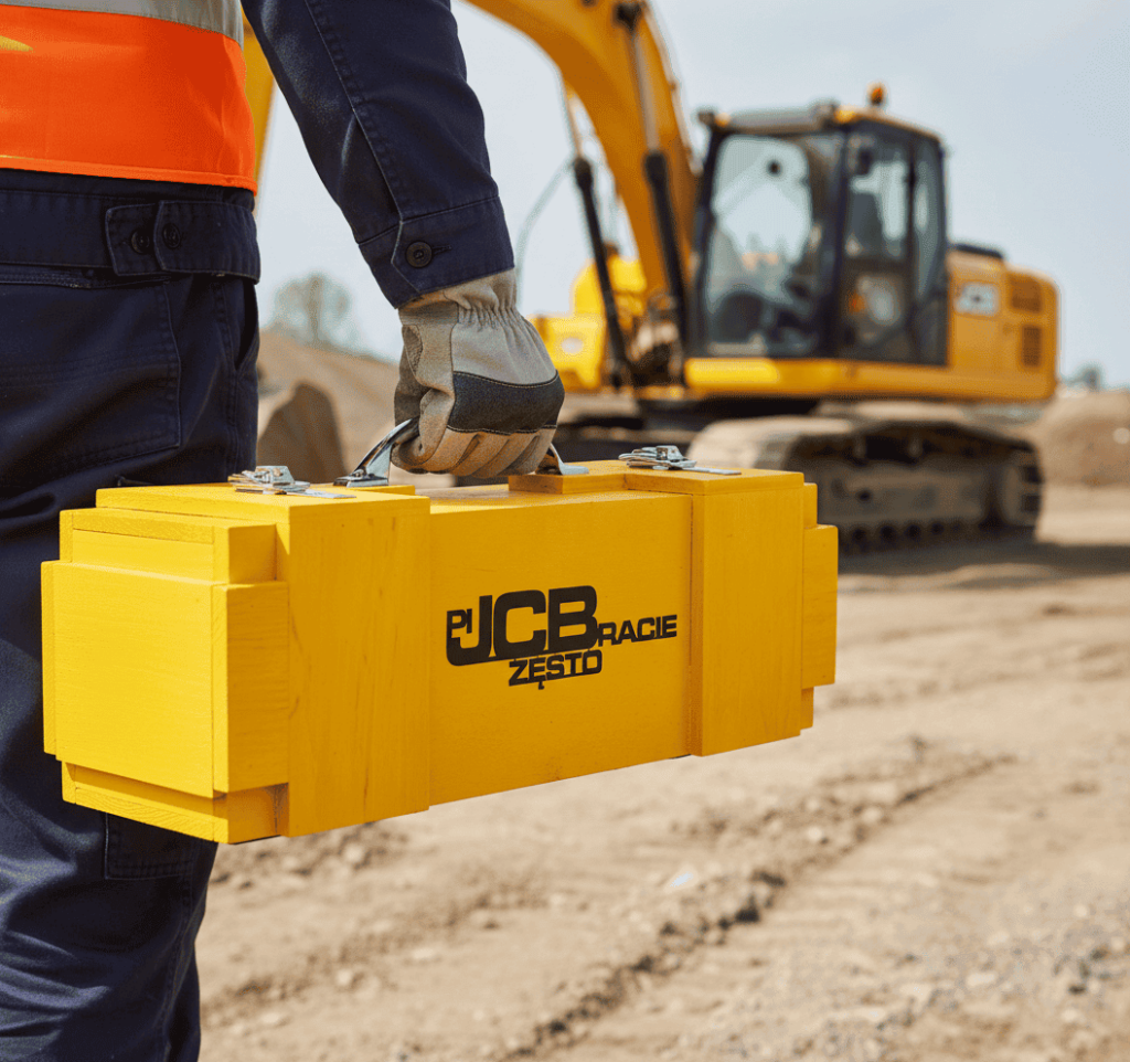 Drewniana skrzynka z grawerem – oryginalny prezent dla operatora koparki na urodziny