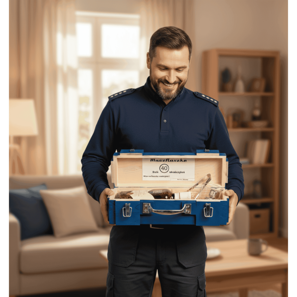 Zestaw alkoholowy – prezent dla policjanta od kolegów z pracy