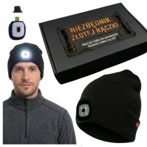 Ciepła czapka beanie z wbudowaną lampką USB na zimę