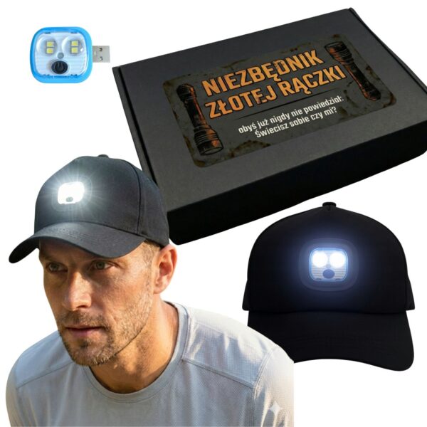 Czapka do Biegania z Oświetleniem LED – Bezpieczny Prezent dla Sportowca biegacza C04