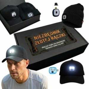 Prezent dla TATY czapka LED USB zimowa + letnia z daszkiem