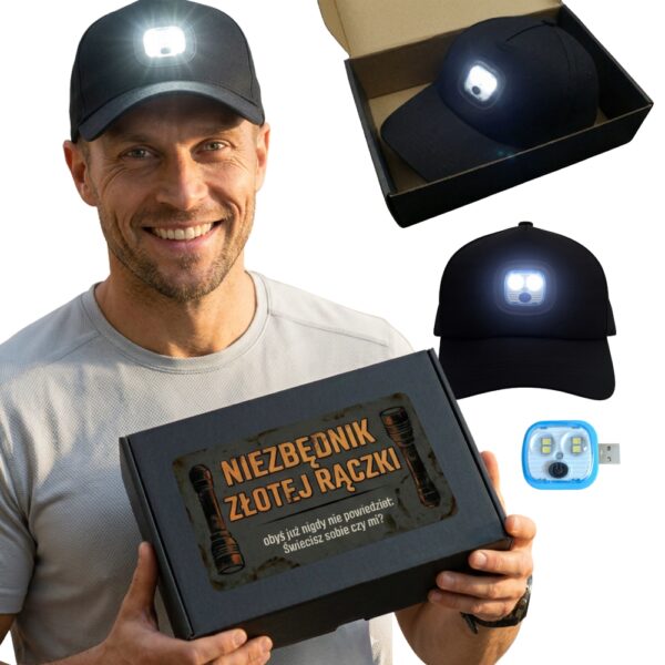 Czapka do Biegania z Oświetleniem LED – Bezpieczny Prezent dla Sportowca biegacza C04