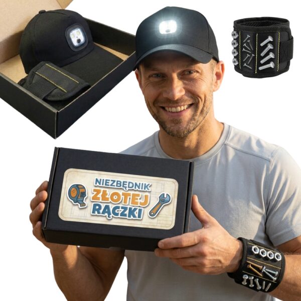Zestaw Prezentowy dla Majsterkowicza : Czapka z Daszkiem LED + Opaska Magnetyczna C05