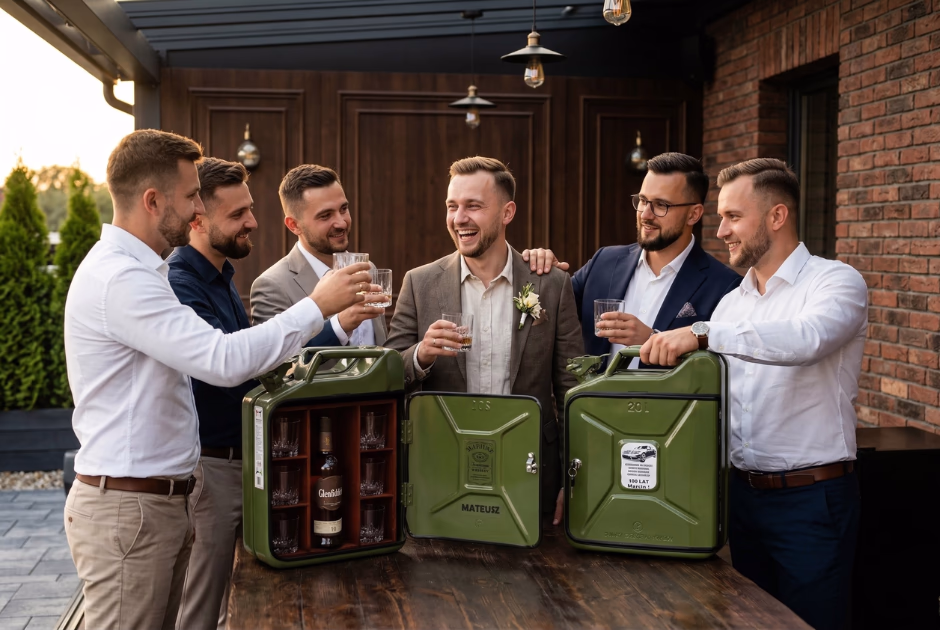 Prezent na wieczór kawalerski. 5 męskich pomysłów w 2026 roku 5 zestaw prezentowy na wieczór kawalerski personalizowany