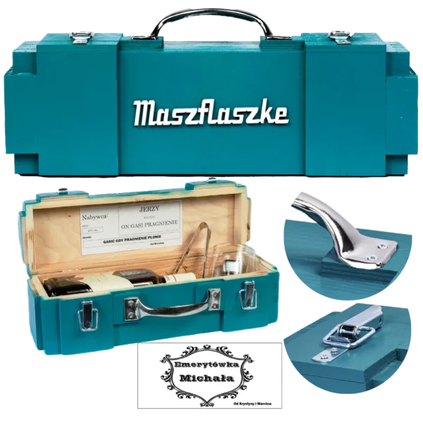 Maszflaszke skrzynka na alkohol imitacja Makity Prezent dla fana elektronarzędzi