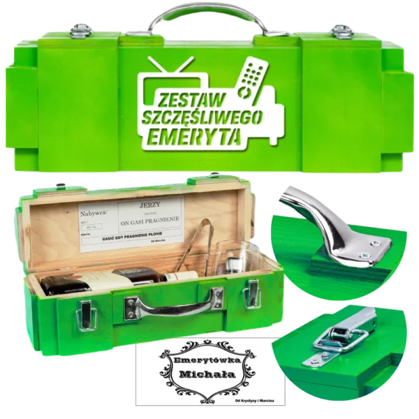 Prezent dla emeryta mężczyzny – co wręczyć na dobry start emerytury 23 Skrzynka Zestaw Szczęśliwego Emeryta – prezent na emeryturę Can-Bar