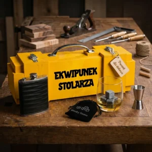 Skrzynka na alkohol Ekwipunek Stolarza Zestaw VIP gadżety na prezent dla stolarzy Can-Bar