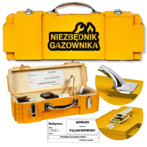 Solidna drewniana skrzynka na alkohol Niezbędnik Gazownika – prezent dla gazownika Can-Bar