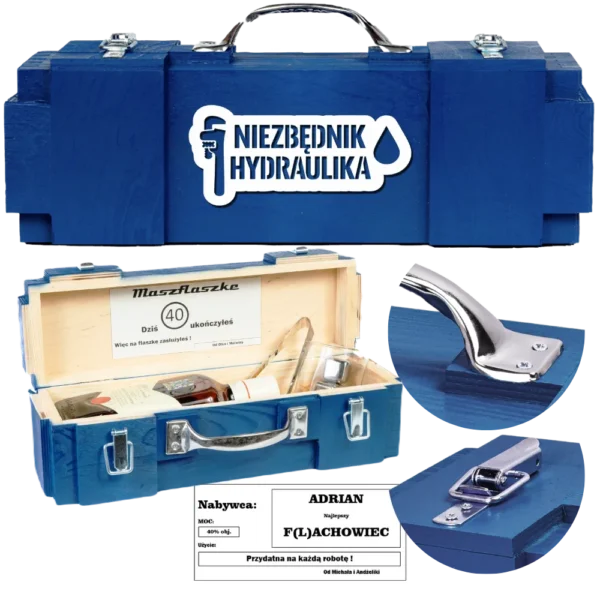 Oryginalny prezent dla hydraulika na 30. i 40. urodziny – Co kupić? 2 oryginalny prezent dla hydraulika – Niezbędnik Hydraulika skrzynka na alkohol Can-Bar