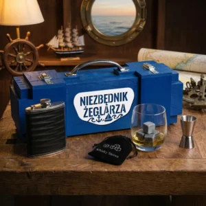 Skrzynka na alkohol Niezbędnik Żeglarza Zestaw Premium gadżet dla marynarza i kapitana statku Can-Bar
