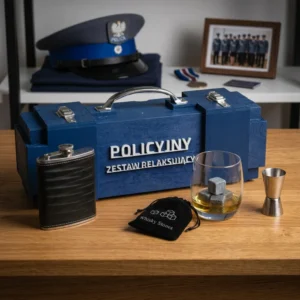 Skrzynka na alkohol Policyjny Zestaw Relaksujący Zestaw Premium prezent dla emeryta policjanta Can-Bar