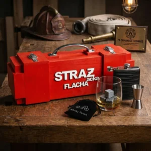 Skrzynka na alkohol Strażacka Flacha Zestaw VIP prezent dla strażaka na ślub Can-Bar