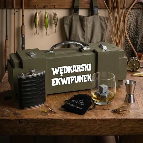 Praktyczny prezent dla wędkarza - Skrzynka na alkohol – Wędkarski Ekwipunek ZESTAW PREMIUM